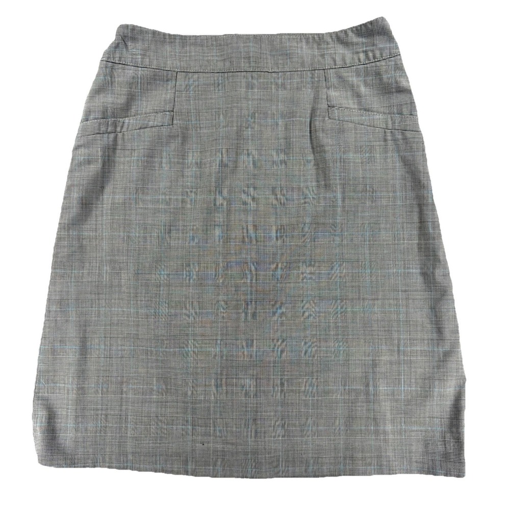 Banana Republic Women's 8 Gray Plaid Wool Blend Pencil Skirt Lined Work Career